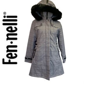 North Side By Fen-Nelli NWOT Gray plaid check hooded comfortable winter coat Sz8